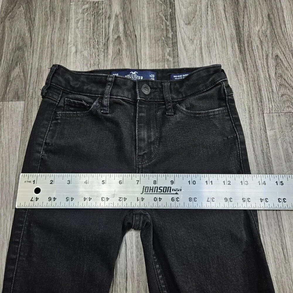 Hollister Mid-Rise Super Skinny Jeans Juniors 00S‎ Black Classic Stretch Denim